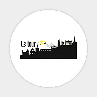 Tour de France with French skyline silhouette Magnet